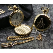 Masonic Gold Plated Pocket Watch and Lapel Pin Masonic Gold Plated Pocket Watch and Lapel Pin
